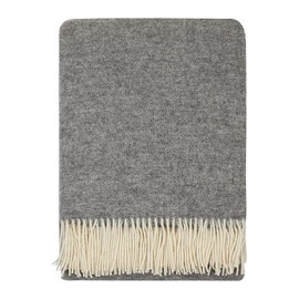 New Zealand Virgin Wool Throw Blanket, Indoor & Outdoor Blankets and Throws, Soft Blanket with Fringes, 55 x 79 in (140 x 200 cm), Gray