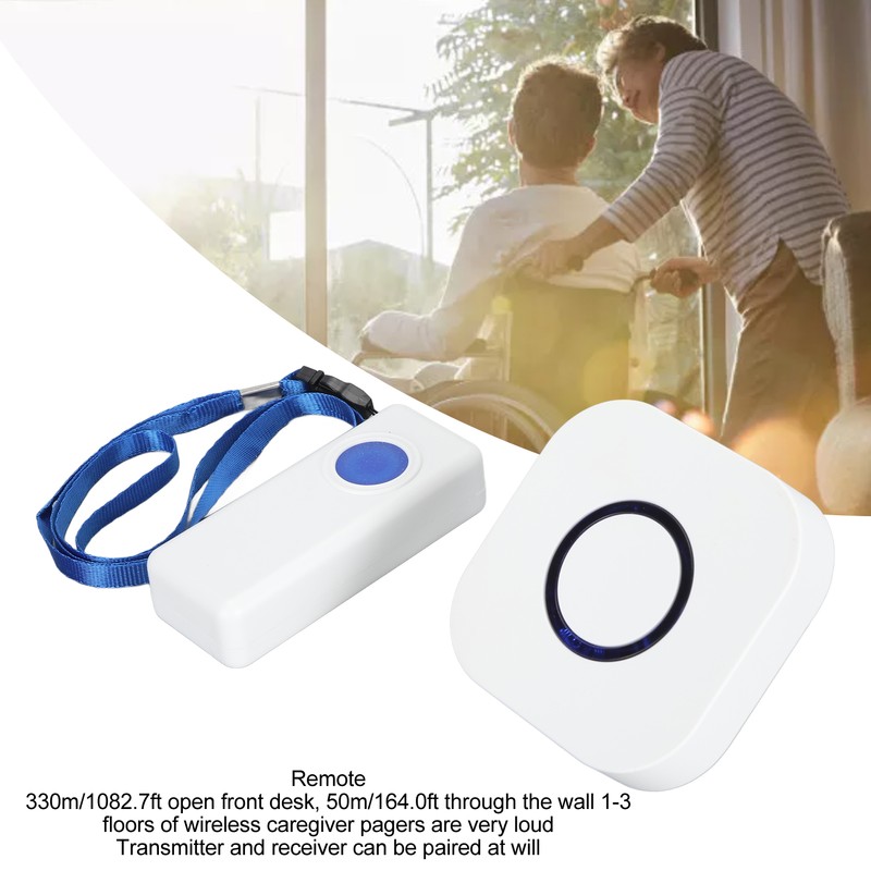 Wireless Caregiver Pager Call Button 4 Level Volume Adjustment Emergency