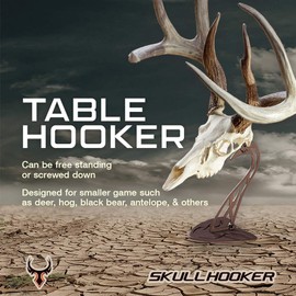 Skull Hooker Table Hooker Powder Coated Steel Trophy Mount - Perfect Kit for Table Display of Taxidermy Deer Antlers and Other Skulls, Graphite Black/Realtree Edition