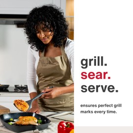 Zyliss Ultimate Pro Square Ceramic Grill Pan - Durable Grill Pan with Non-Stick Coating - Food- & Oven-Safe Pan for Grilling & More - Everyday Pan with Pouring Spout - 10"