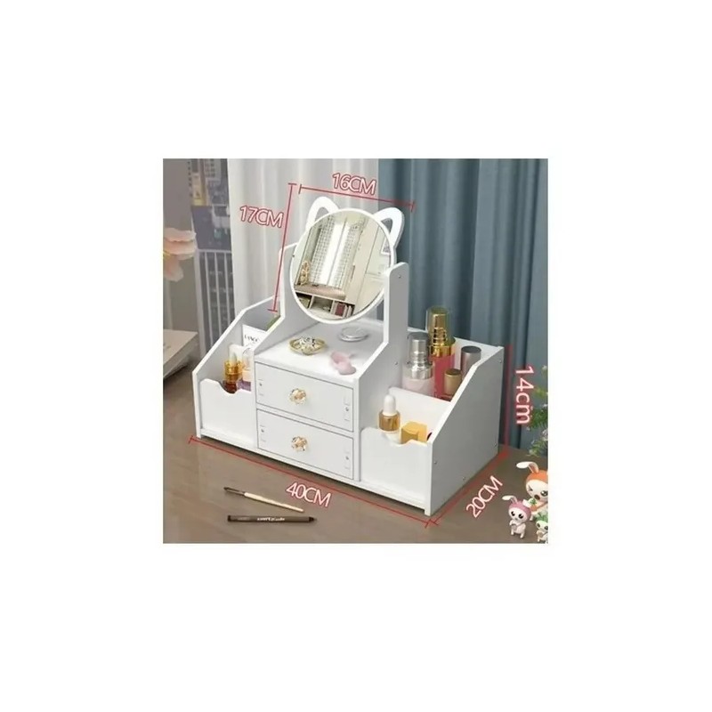 Multifuncional Organizador Cosmético Con Espejo Y Cajón