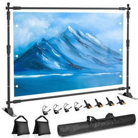 Qoolfoto Adjustable Photo Backdrop Banner Stand, 10 X 8ft Step and Repeat Stand with Telescopic Tube for Trade Show, Photography Back Drop Background Frame for Party, Wedding, Display, Photo Booth