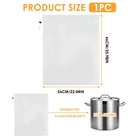 Brew Bags Reusable 56x66 cm, Straining Bag with Fine Mesh and Drawstring Closure, Filter Bags for Home Brewing and Food Straining, Nylon Straining Bag, Making Press Drawstring Straining Brew in a Bag