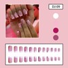 Pink Flower Press on Nails Medium Square False Nails with