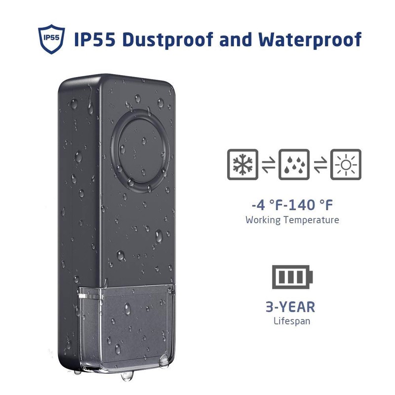 Wireless Doorbell Grey, 2 Plug in Waterproof Doorbell Kit, Best