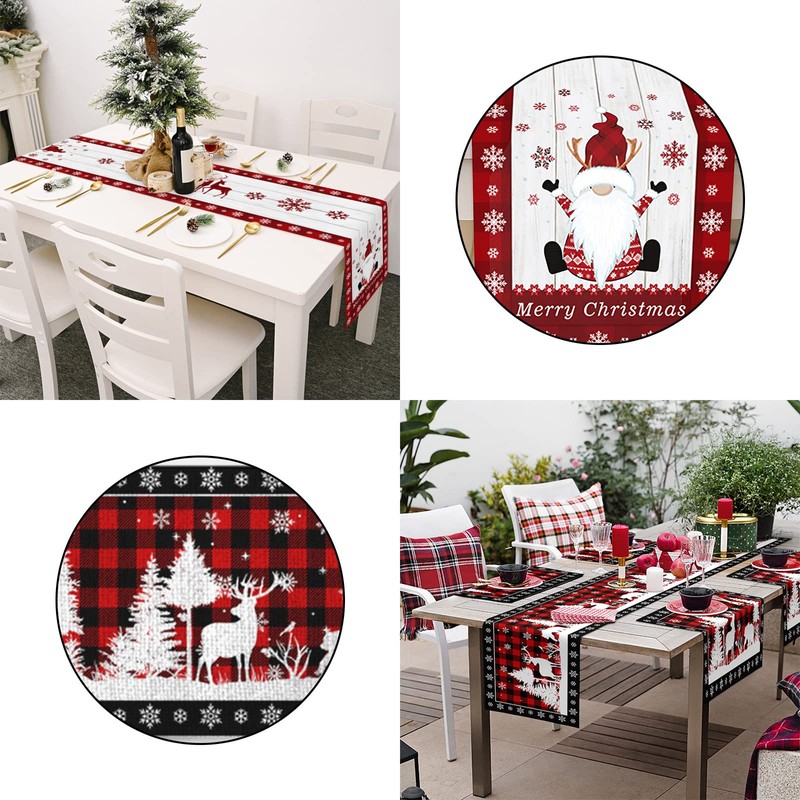 GELASGO Christmas Table Runner Decoration, 14*72 Inch Christmas Tablecloth with
