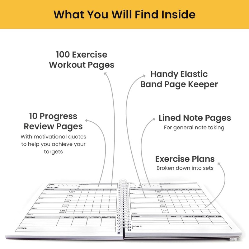 Fitness & Workout Journal/Planner Notebook -Includes Exercise Logs, Body Tracker