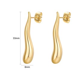 Vissen Drop 18K Gold Earrings Dängend Women's Lightweight Waterdrop Earrings Gold-Plated Hypoallergenic Fashion Jewellery Stud Earrings, Gold-plated