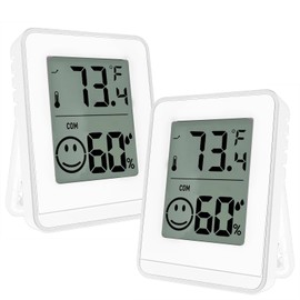 2 PCS Home Indoor Hygrometer, Mini Indoor Thermometer, Temperature and Humidity Monitor, Reptile Thermometer - Houses, Greenhouses,Baby Room,Office, Incubator