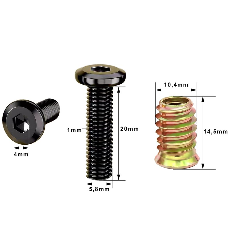 Pack of 10 M6 x 20 Screws, Flat Head Screws