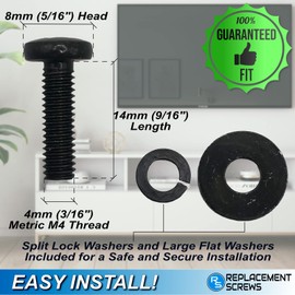 ReplacementScrews VESA Compatible M4 14mm TV/Monitor Wall Mount Screws for 75x75mm and 100x100mm Brackets. Metric Screws & Washers for Mounting Any TV/Monitor Brand.
