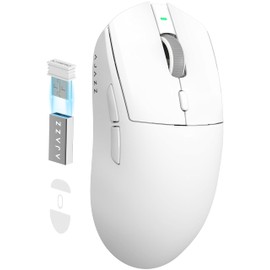 AJAZZ AJ139 PRO X SUPERLIGHT Kablosuz Oyun Faresi,Ultra Hafif(59g),Pixart PAW3395 Optik Sensör,26000 DPI,2.4Ghz/USB C Kablolu,Ergonomik,6 Programlanabilir Düğme,200 Saat Pil Ömrü,PC/MAC için - Beyaz