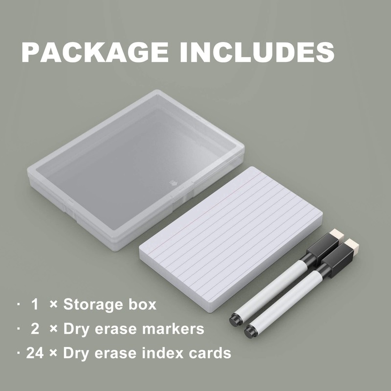 Mehaving Dry Erase Index Cards 3x5 Ruled & Blank, 24