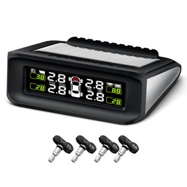 Namolit Solar Tire Pressure Detector Car Wireless Tire Pressure Monitor Monitoring System Waterproof with 4 Sensors Alarm Function Internal Sensor