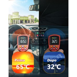 JOYTUTUS Sonnenschutz Auto Frontscheibe, mit UV-Schutz für Windschutzscheibe, Sonnenschirm mit Verstellbarer Stange, für die meisten Autos SUVs(Mit EU-patentiertes Design)