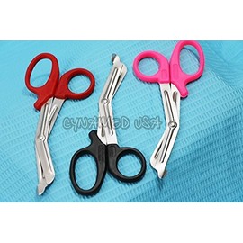 NEW PREMIUM GRADE SET OF 3 PCS (PINK, RED, BLACK) PARAMEDIC UTILITY BANDAGE TRAUMA EMT EMS SHEARS SCISSORS 5.5 INCH STAINLESS STEEL