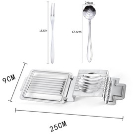 Qiwenr Eierschneider Edelstahl, Profi Eierteiler Spalten Für Eier, Stable Eischneidewerkzeug,2 In 1 Eierteiler Aus Eierstecher,Spülmaschinenfest,Egg Cutter Für Runde Und Ovale Scheiben(25x9x2.5cm)