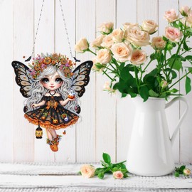 Amiiba Diamond Painting Hanging Kits Pumpkin Butterfly Girl, 5D Diamond Art Double Sided Hanging Plaques DIY Ornament Pendants Decorations (Pumpkin Girl)