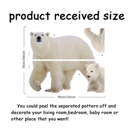 SUPERDANT Polar Bear Wall Decals Wall Stickers Cute Animals Mural Polar Bear Decals Peel and Stick for Classroom Living Room Bedroom Nursery Decorations Art Wallpaper Sticker Decor 35x30in