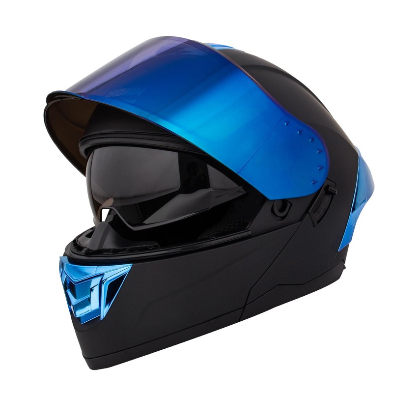Crown Racing Motorcycle Helmets Blue Modular Full Face Helmet Flip