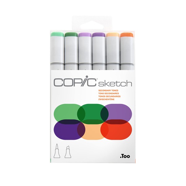Copic Sketch Coloured Marker Pen - Set of 6 Secondary