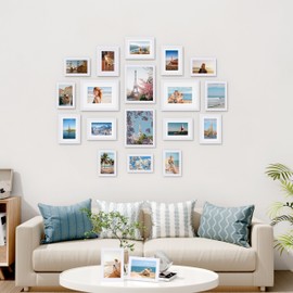 Vittanly 20 Pack Picture Frames Collage Wall Decor, Gallery Wall Frame Set with 4Pcs 8x10, 8Pcs 5x7 and 8Pcs 4x6 Photo Frames, Picture Frame Set for Wall Collage or Tabletop Display, White