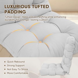 COOS BAY High Back Adirondack Chair Cushions for Outdoor Furniture, 49x20x5 in, Thick Tufted Patio Seat Pad, Set of 2, Light Gray