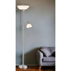 HomeRoots 71" Silver Metal Two Light Torchiere Floor Lamp with
