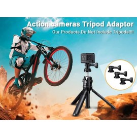 3-Pack Action Camera Tripod Adapter for DJI Osmo Action 5 pro 4 3 Ace Pro 2 Hero 13 12 11 10 Brave 4 7 EK7000, Clamp Adapter for Standard 1/4"-20 Tripod Selfie Stick Monopod Ball Head for Vlogging