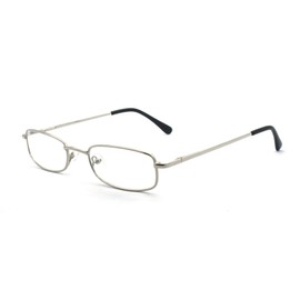 EYE ZOOM Classic Readers Rectangular Metal Reading Glasses for Men and Women, Silver, +1.25 Strength