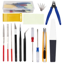 binifiMux 18pcs Crafts Basic Model Tool Kit, Hobby Building Tools Set with Hobby Clippers Model Tweezers for Plastic Model Car Dollhouse