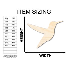Unfinished Wood Hummingbird Shape - Garden Wildlife Craft - up to 36" DIY 5" / 1/8"