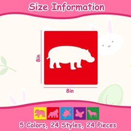 24 Piece Stencils for Kids Animal Stencils for Painting Sidewalk Chalk Stencil Outdoor Garden Themed Stencil Animal Style Collection-8in