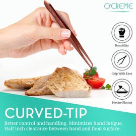 O'Creme Curved Tweezers 6.25 Inch Fine-Point Stainless Steel, Rose Gold