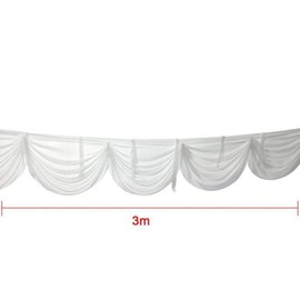 Trimming Shop Curtain Swag White Ice Silk Detachable Swag For Curtains 3 Metres Backdrop Swag for Curtain, Table Skirt, Window Party Backdrop for Wedding Events Photography Backdrop Baby Shower Décor