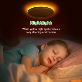 zemty 9 Inch LED Ceiling Light with Night Light 1800K, 2 Pack 3000K/4000K/6500K Selectable Ceiling Light Fixtures, Low Profile Ceiling Lighting for Bedroom Living Room Kitchen-White(No Remote)