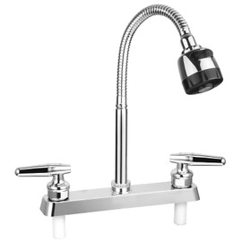 Mezcladora para Fregadero, Llave para Fregadero de Cocina de Cuello Flexible, Grifos para Cocina con 2 Asas para RV, Grifo de Cocina Moderno de Acero Inoxidable（A）