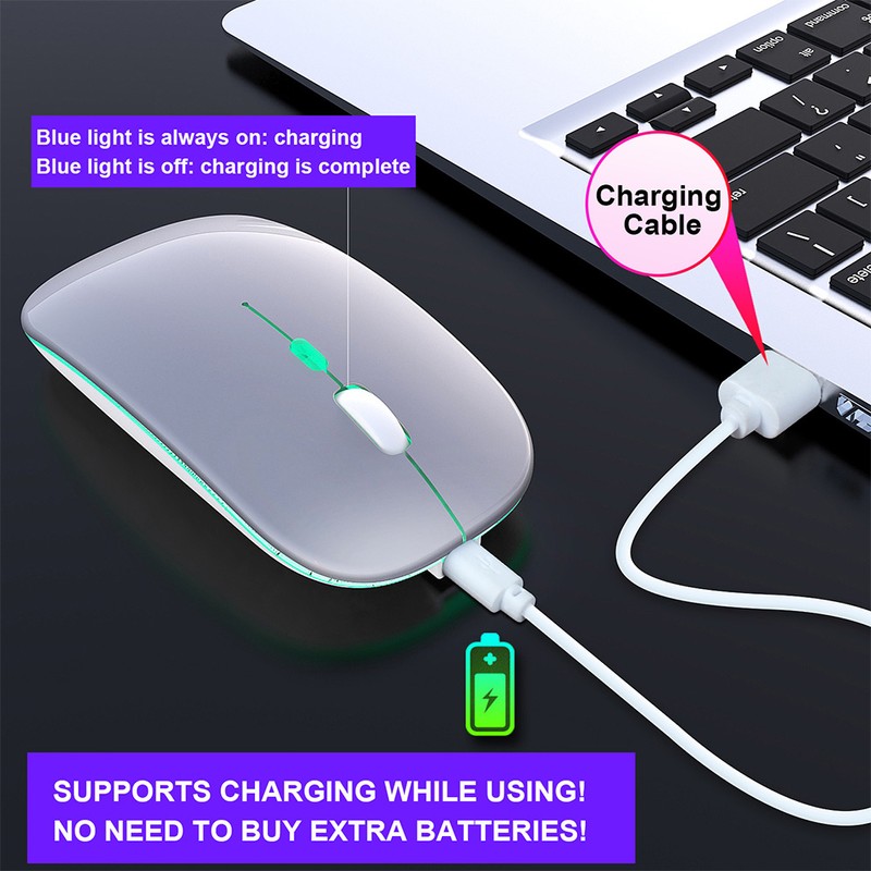 HXSJ Wireless Mouse Rechargeable for Windows/XP/Vista/Me 2.4G Colorful Light Office