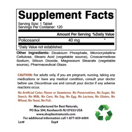 Best Naturals 3 Pack Best Naturals Policosanol 40mg 120 Tablets