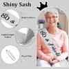 KIUEZIR Silver 80th Crystal Birthday Headband and Sash Set