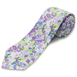 GHTIYLP Cotton Floral Ties for Men 2.76" Men's Skinny Tie Linen Flower Printed Neck Tie for Wedding Dating Party (Colorful Garden)