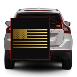Hill Country Vinyl American US Flag [Pick Color/Size] Vinyl Decal Sticker for Laptop/Car/Truck/Window/Bumper (3.5in x 2in, Metallic Gold)