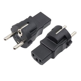 RIIEYOCA Schuko Plug to IEC C13 Adapter, IEC320 C13 Female to European Plug CEE 7/7 Plug Adapter for Laptop or C13 Cable Devices - Black (Pack of 2)