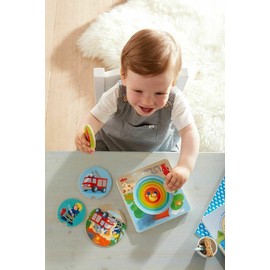 HABA 303252 - Holzpuzzle Feuerwehr-Einsatz , Puzzlespaß in 5 Schichten , Holzspielzeug ab 12 Monaten , 6 Stabile Holzteile mit bunten Feuerwehrmotiven