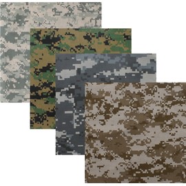ARMYU Bandanas Head Scarf Soft Cotton Bandanna Face Neck Cover Headwraps 22" x 22", 4 Pack (Digital Camouflage)