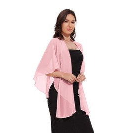 Gosunny Women's Chiffon Shrugs Scarves and Wrap for Evening Dress Sheer Wedding Cover Up, pink