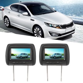 7 Inch HD Car Headrest LCD Monitor with 2 Video Inputs, Black Adjustable Control for Driver Passenger Seat
