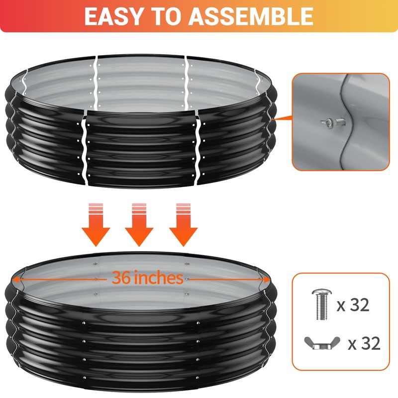 36 Inch Fire Pit Ring for Outside, Heavy Duty High