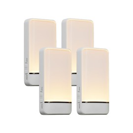 Dawnrise Night Lights Plug into Wall, Invisible Motion Sensor Night Light, Soft Warm or Cool White Selectable, Brightness Adjustable, LED Night Lights for Bedroom, Bathroom, Stairs, Hallway, 4 PK