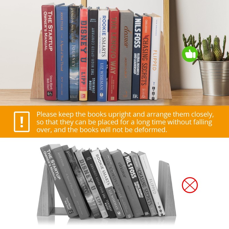 DRELIFAM Ash Wood Book Ends Heavy Duty Handmade Book Ends